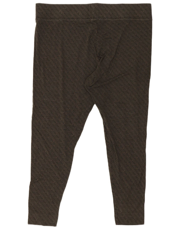 Leggings capri femininas Marks & Spencer Reino Unido 20 2XL cáqui viscose geométrica