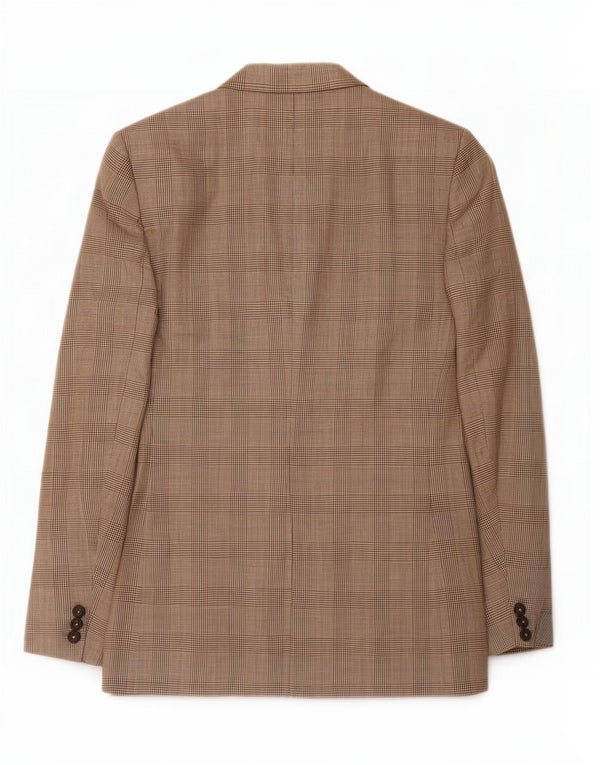 Jaqueta blazer masculina de 2 botões Marks & Spencer Reino Unido 40 xadrez bege médio