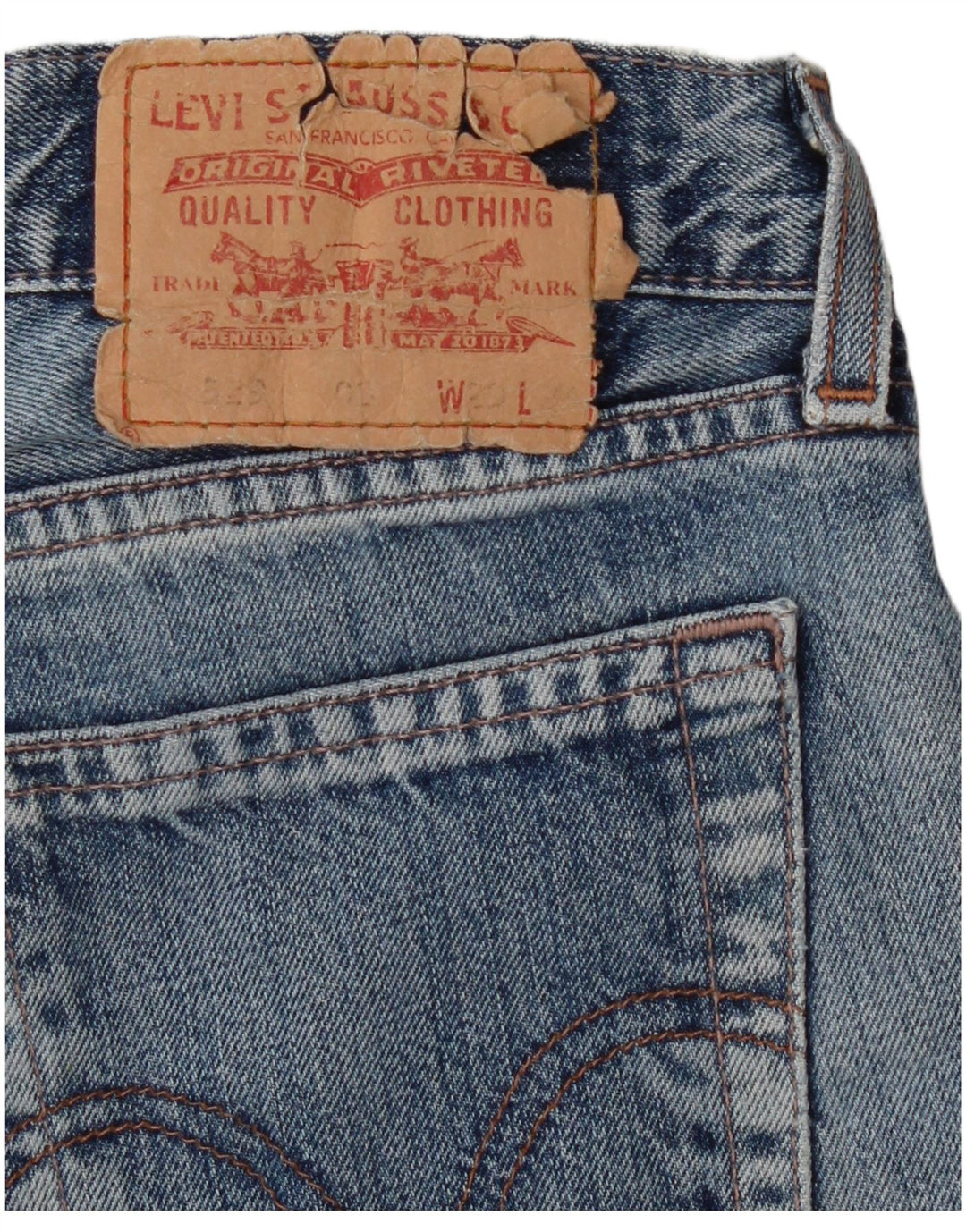 Jeans retos masculinos Levi's W29 L27 algodão azul