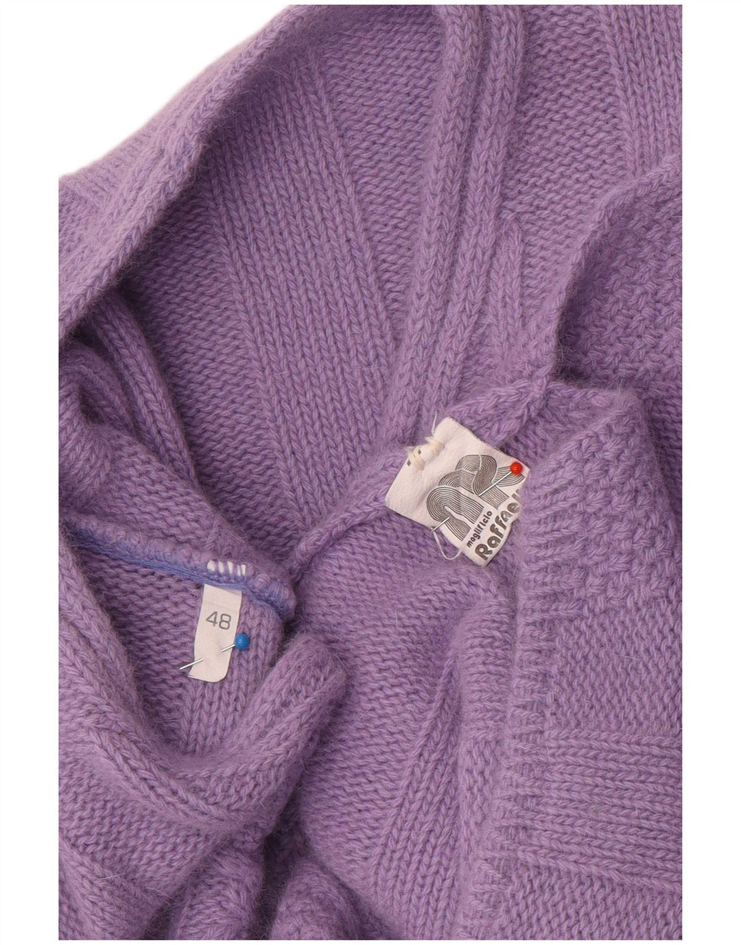 Suéter feminino Raffaello com decote em V IT 48 XL lã roxa