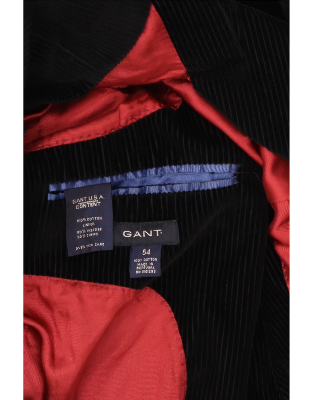 Jaqueta blazer masculina de veludo com 3 botões GANT EU 54 2XL algodão preto