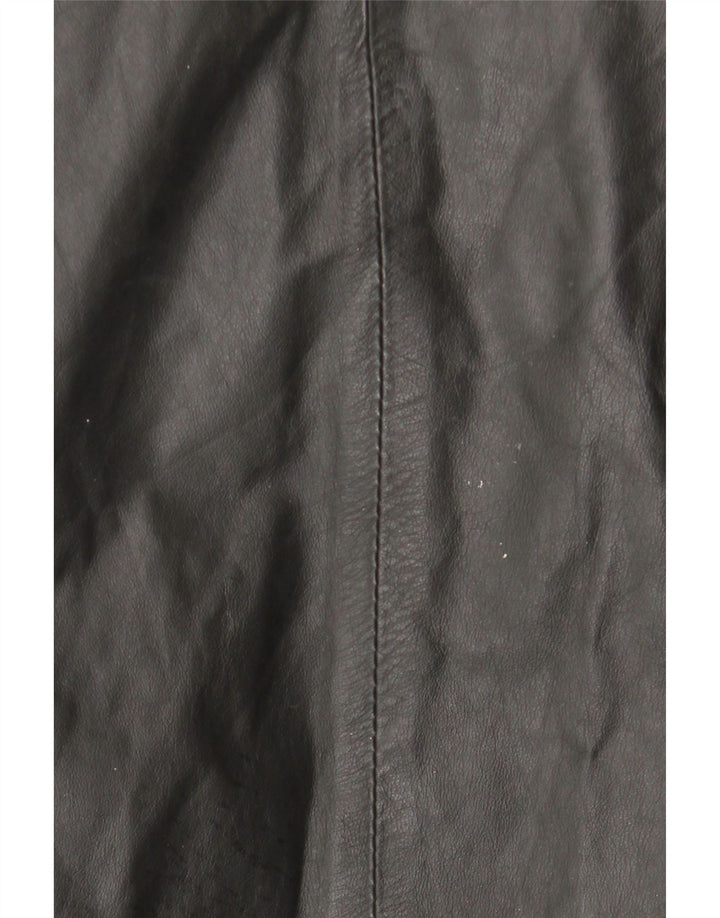 Casaco de couro com capuz feminino vintage IT 44 couro preto médio
