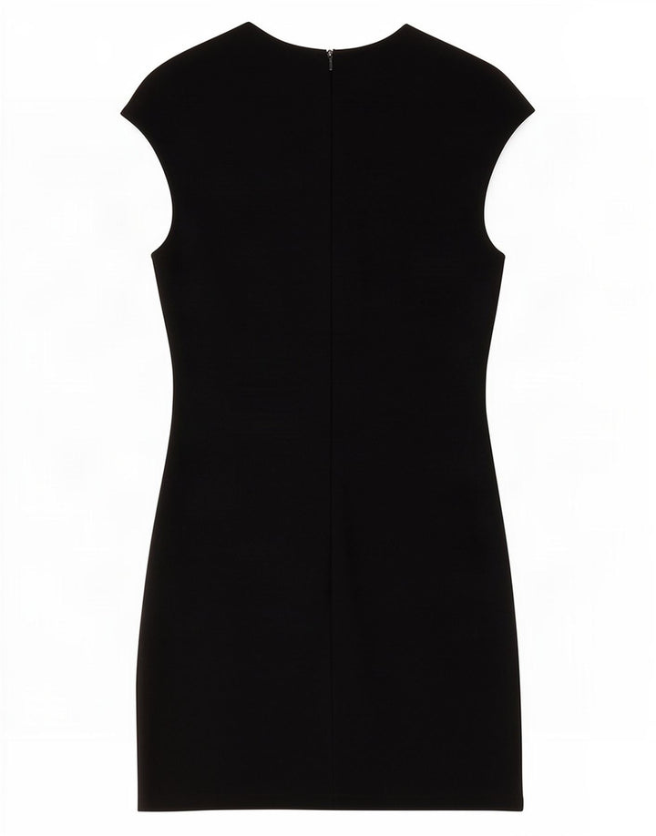 Vestido bainha feminino Zara UK 8 pequeno poliéster preto