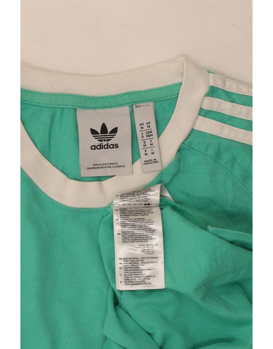 Adidas Mens Camiseta Top Médio Algodão Turquesa