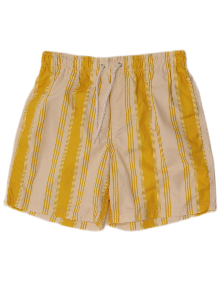 Zara Shorts de banho masculino poliéster listrado amarelo médio
