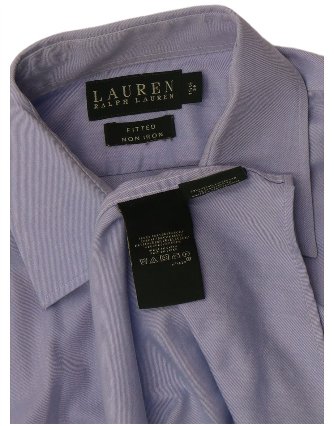 Camisa masculina Ralph Lauren tamanho 15 1/2 39 algodão azul médio
