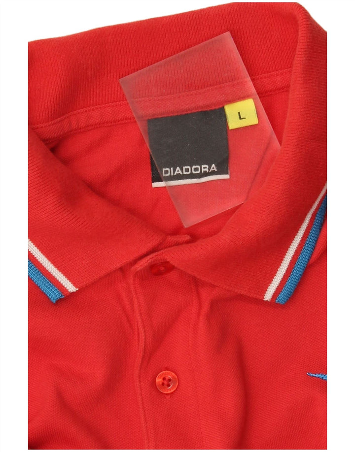 Camisa polo masculina de manga comprida Diadora grande vermelha