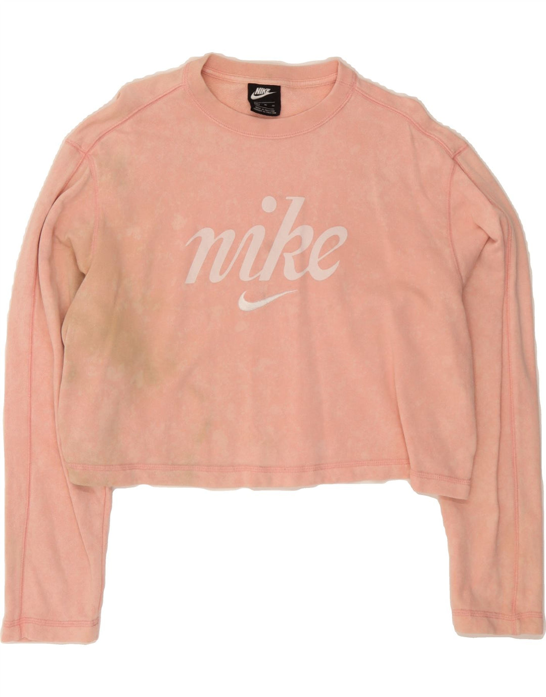 NIKE Womens Crop Graphic Sweatshirt Jumper UK 18 XL Pink Cotton Vintage Nike and Second-Hand Nike from Messina Hembry 