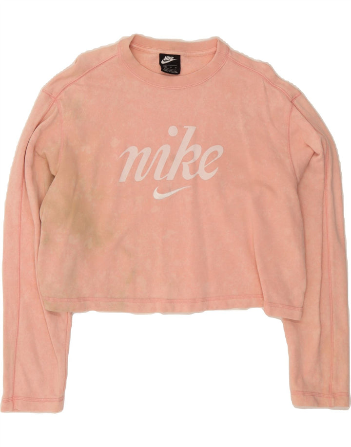 NIKE Womens Crop Graphic Sweatshirt Jumper UK 18 XL Pink Cotton Vintage Nike and Second-Hand Nike from Messina Hembry 