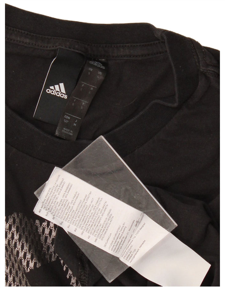 ADIDAS Mens Graphic T-Shirt Top Pequeno Algodão Preto