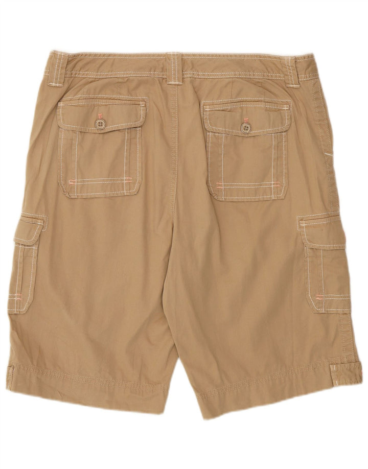 EDDIE BAUER Shorts cargo feminino US 14 XL W36 algodão bege