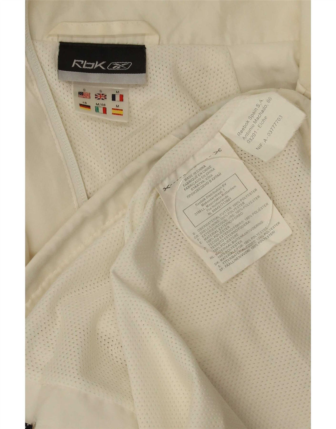 Reebok Mens Tracksuit Top Jacket Pequeno Poliéster Colorblock Branco