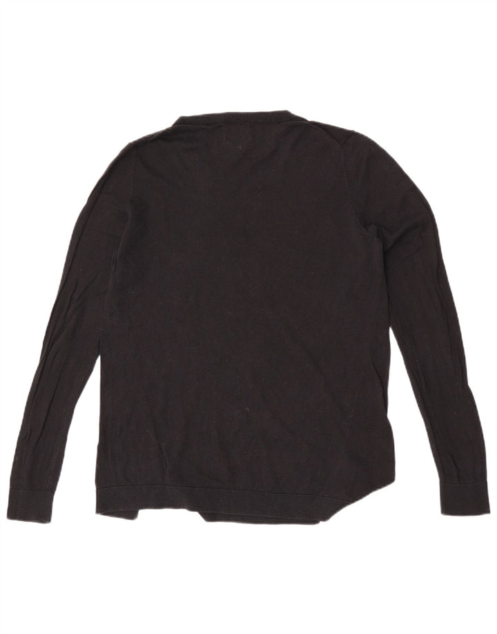 Suéter feminino Massimo Dutti com gola redonda Reino Unido 14 algodão preto médio