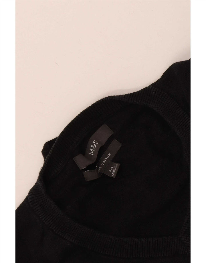 Suéter masculino Marks & Spencer com decote em V 2XL algodão preto