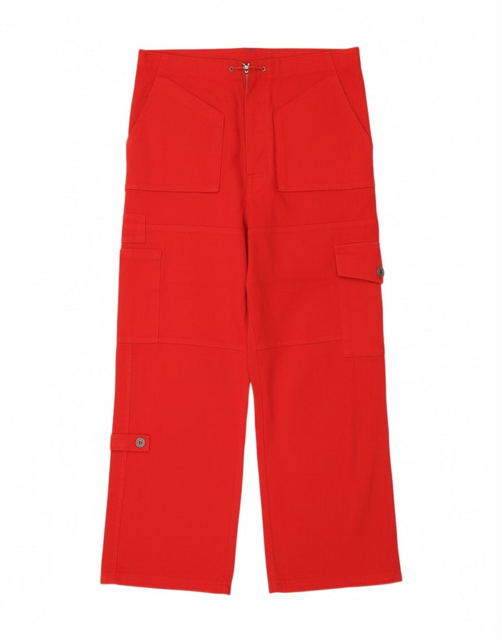 VINTAGE Womens Wide Leg Cargo Trousers W38 L33 Red Cotton Vintage Vintage and Second-Hand Vintage from Messina Hembry 