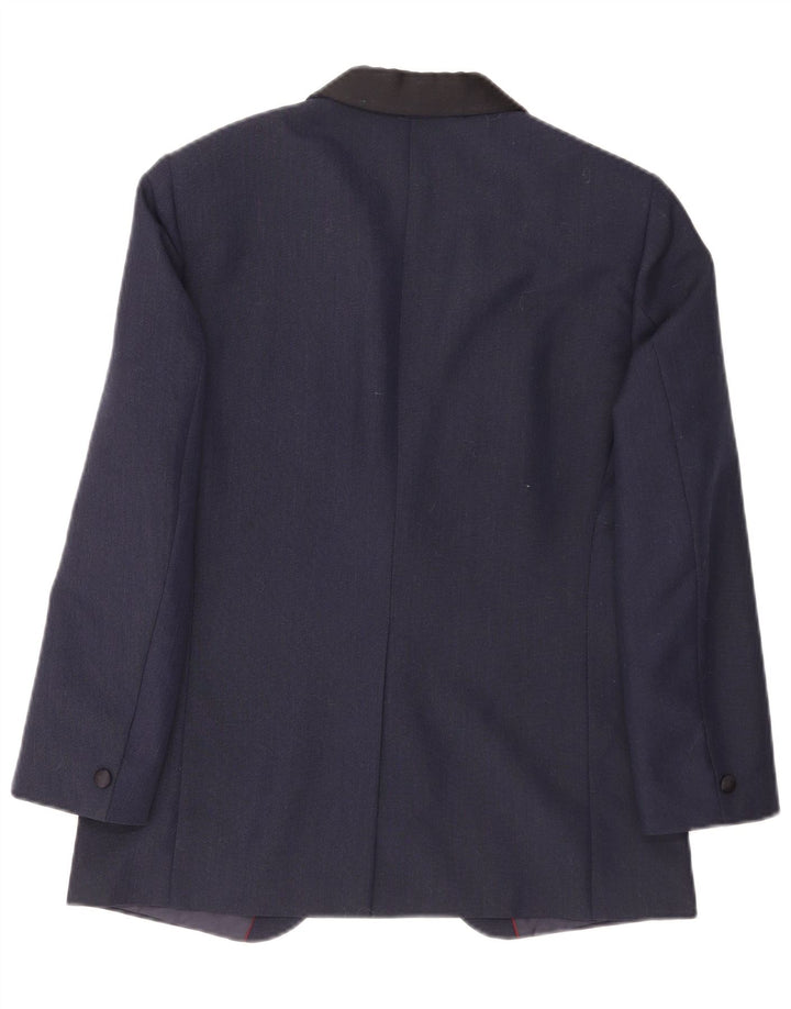 Jaqueta blazer masculina Kruunu com 1 botão Reino Unido 36 pequena lã colorblock azul marinho