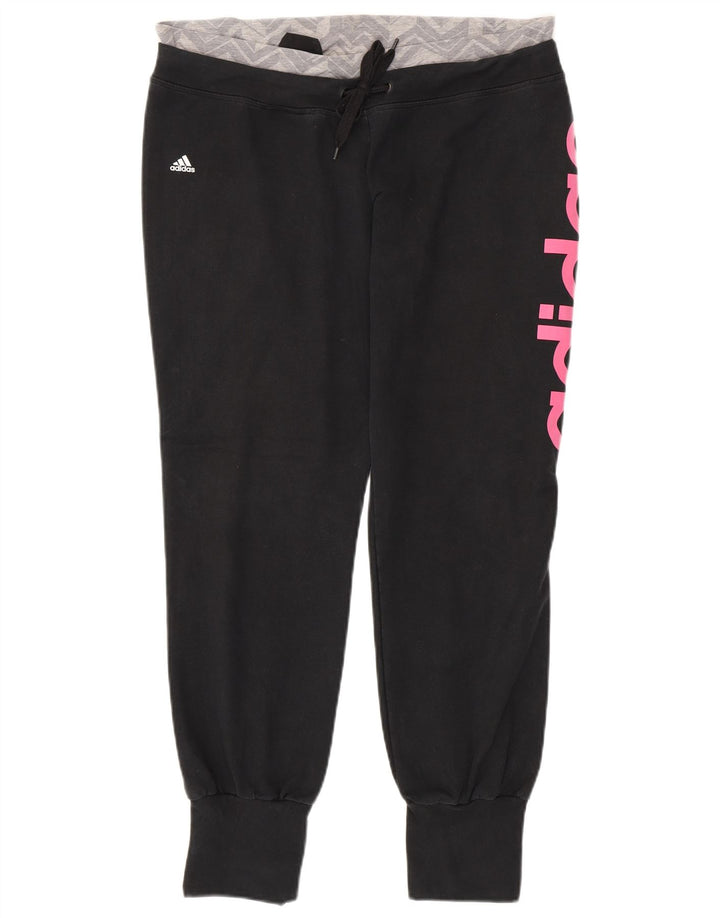 ADIDAS Womens Climalite Calças de treino Joggers UK 16/18 Grande Preto