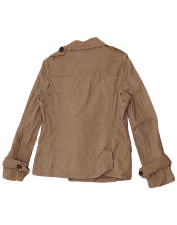Trench coat feminino curto duplo breasted Massimo Dutti Reino Unido 14 médio bege