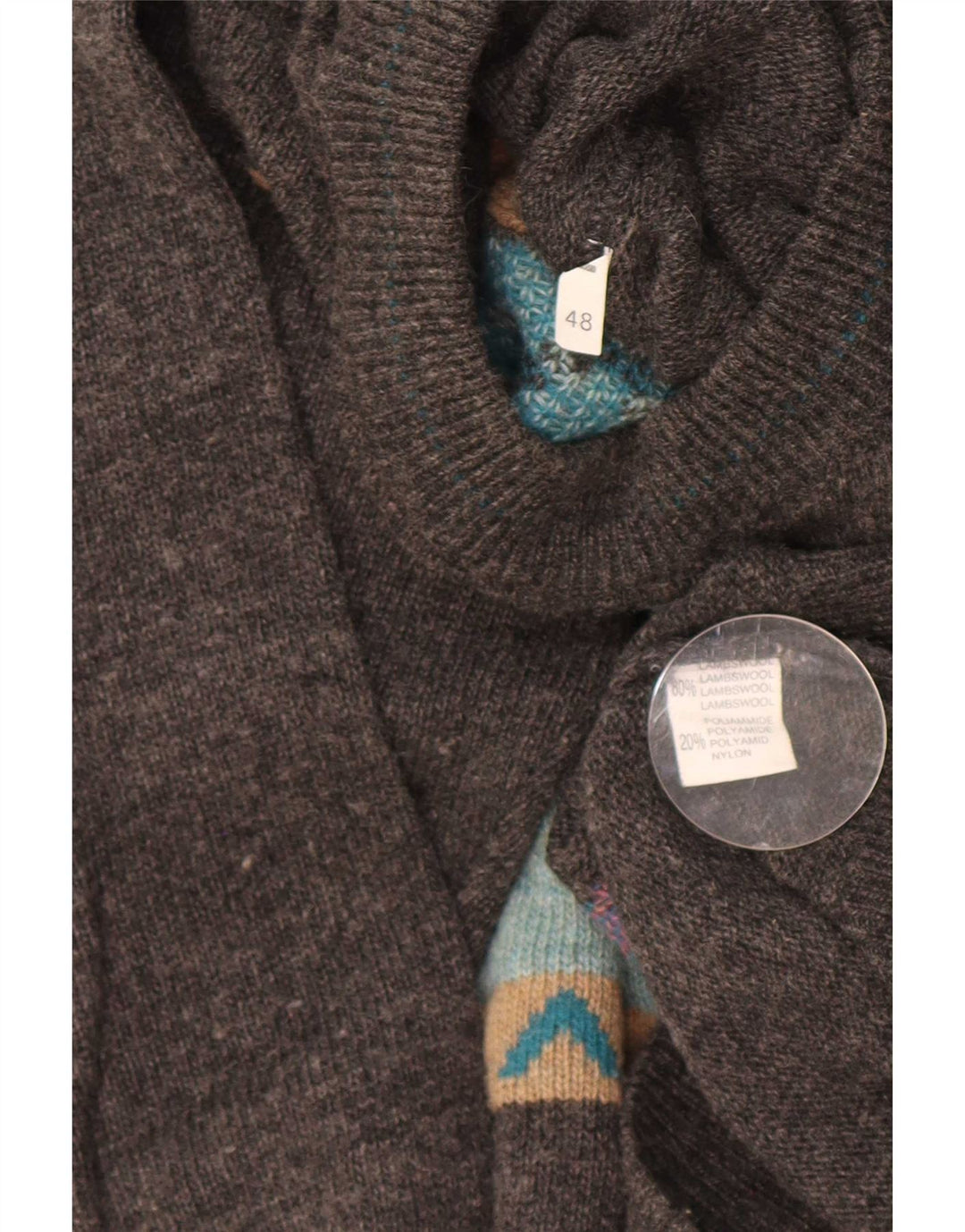 Suéter vintage masculino com gola tartaruga IT 48 bloco cinza médio