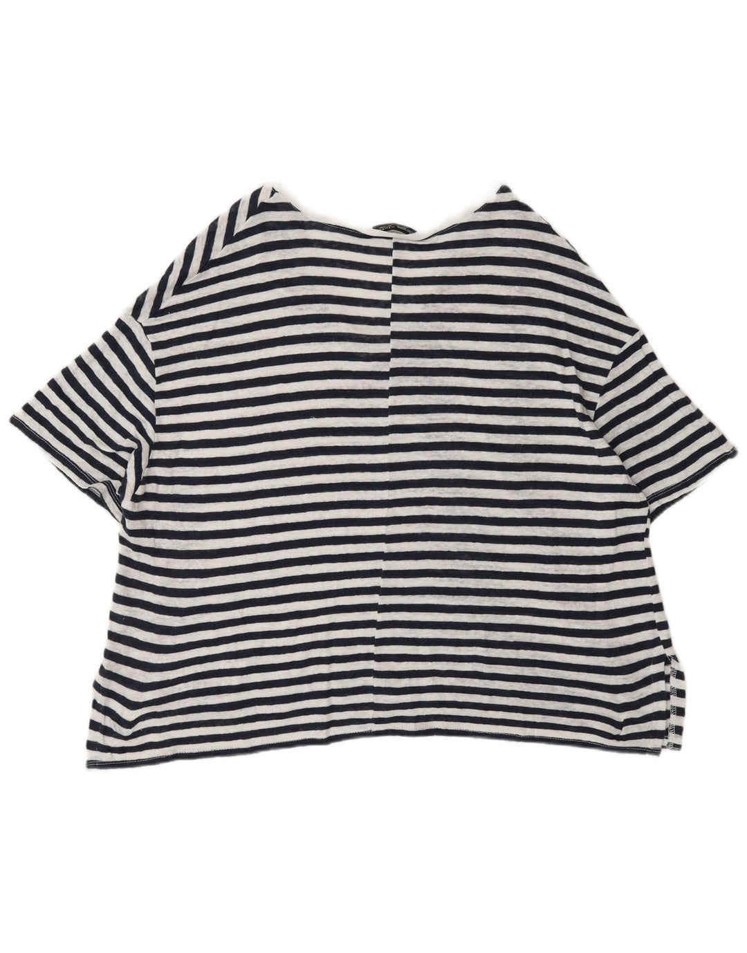 Camiseta feminina grande Zara UK 14 risca de giz preta média