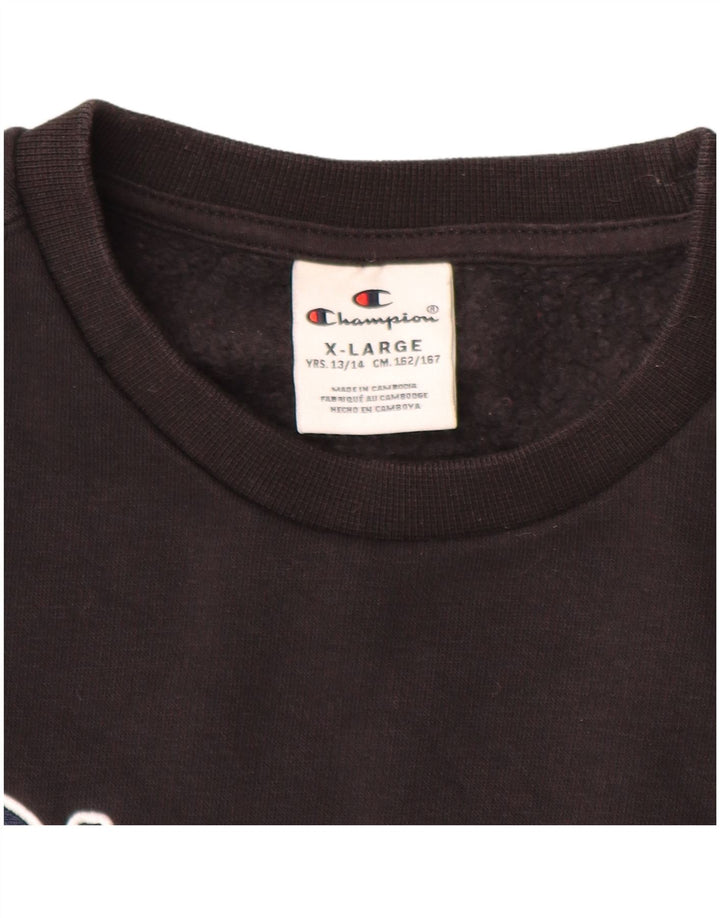CHAMPION Meninos Moletom Gráfico Jumper 13-14 Anos XL Preto Algodão