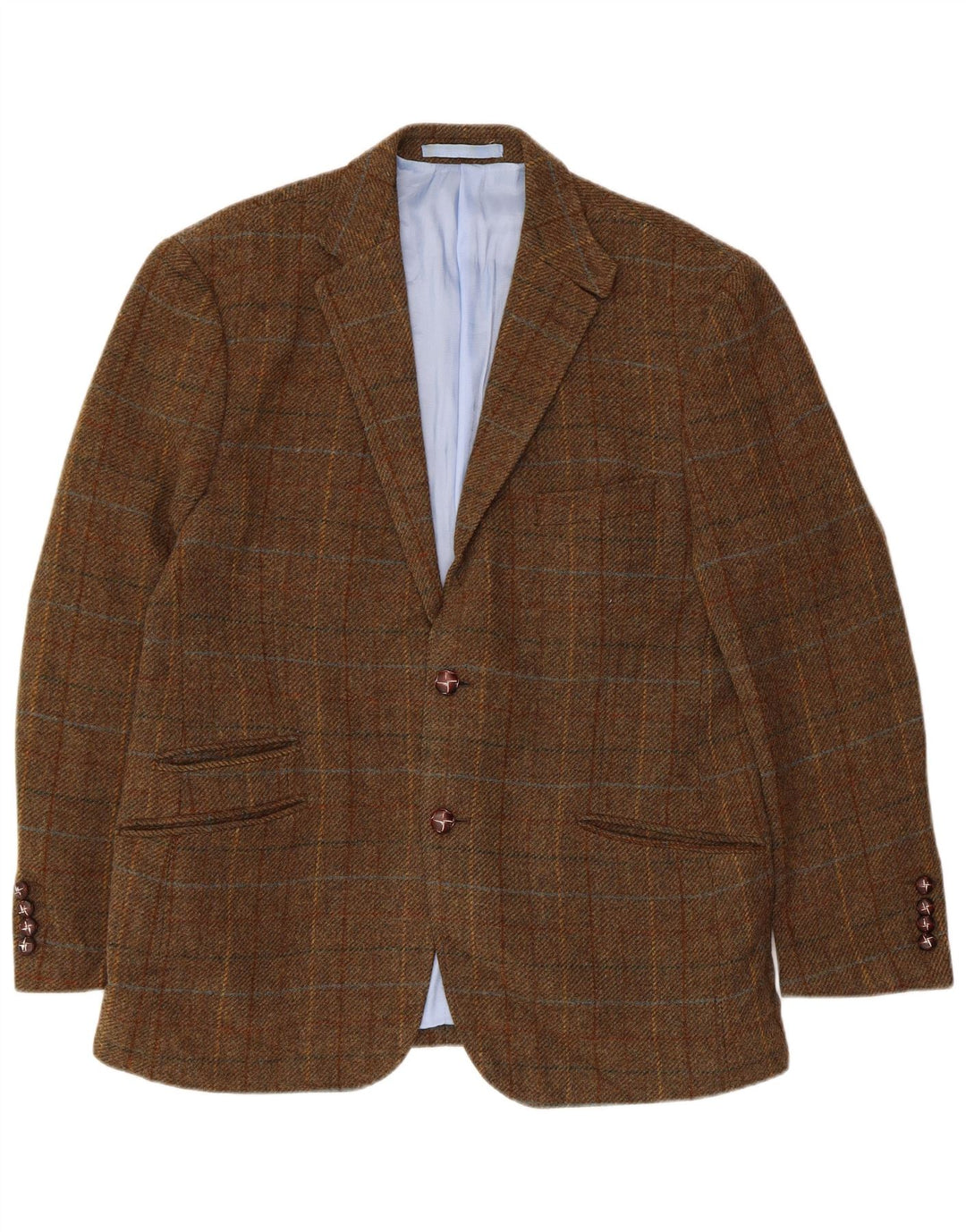 Jaqueta blazer masculina de 2 botões Marks & Spencer UK 42 XL marrom xadrez