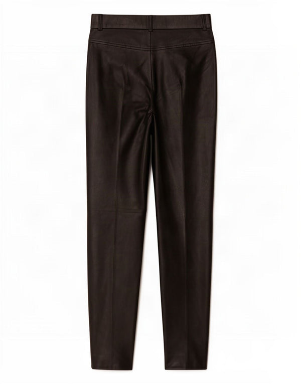 Zara Calça feminina skinny de couro sintético médio W28 L29 poliuretano preto