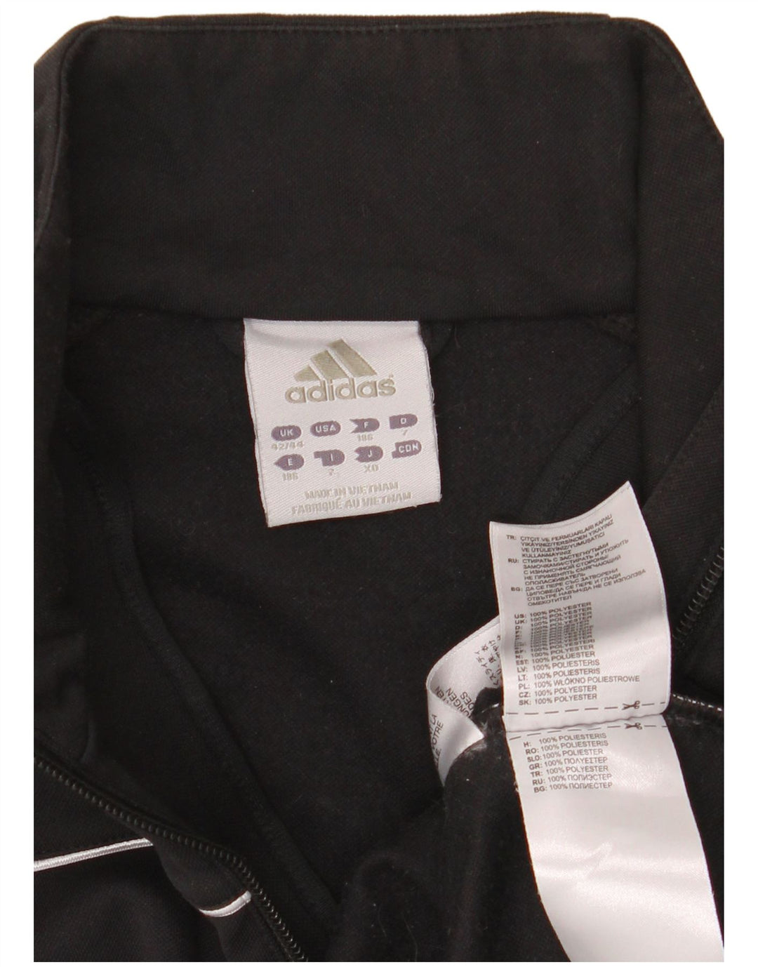 Adidas Mens Zip Neck Moletom Jumper Reino Unido 42/44 Grande Poliéster Preto