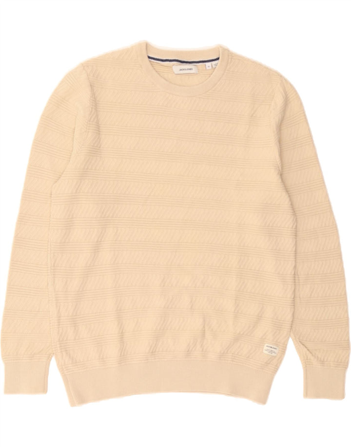 JACK & JONES Mens Crew Neck Jumper Sweater XL Beige Cotton Vintage Jack & Jones and Second-Hand Jack & Jones from Messina Hembry 