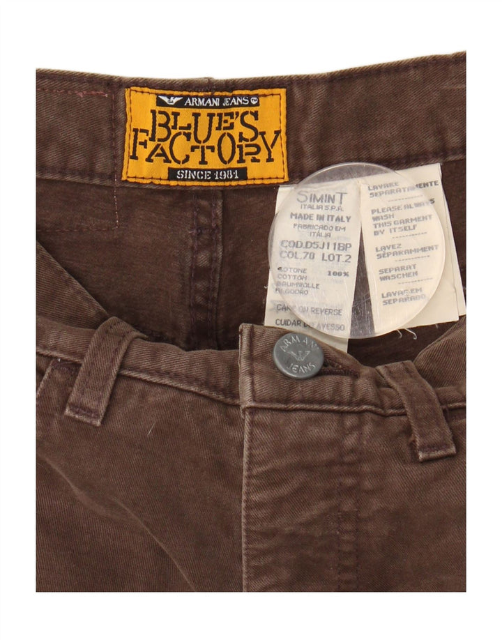 ARMANI Womens Slim Casual Trousers W27 L28 Brown Cotton Vintage Armani and Second-Hand Armani from Messina Hembry 