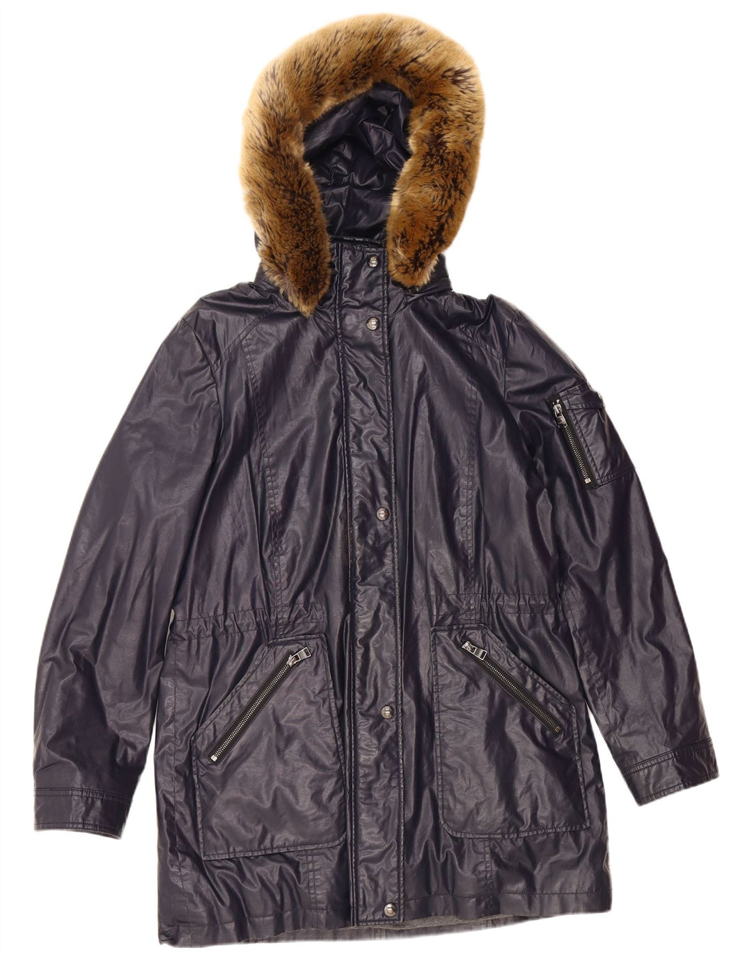 Jaqueta parka feminina CALVIN KLEIN com capuz Reino Unido 16 grande poliéster azul marinho