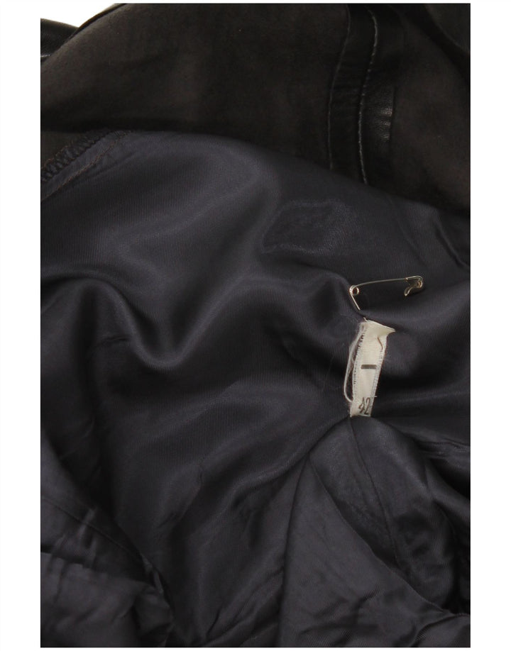 Saia de couro feminina vintage IT 42 médio W26 couro preto