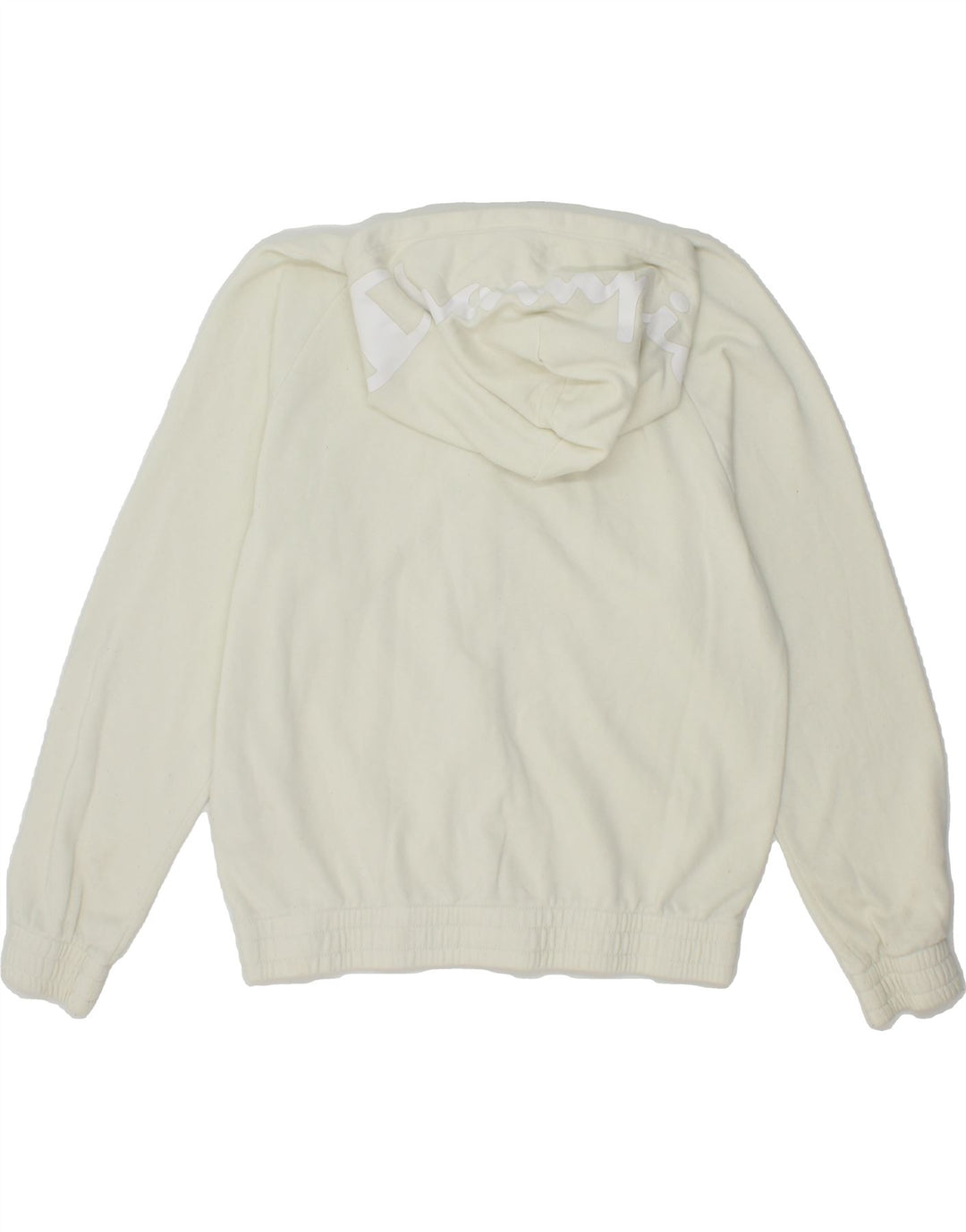 CHAMPION Womens Graphic Zip Hoodie Sweater UK 18 XL White Cotton Vintage Champion and Second-Hand Champion from Messina Hembry 