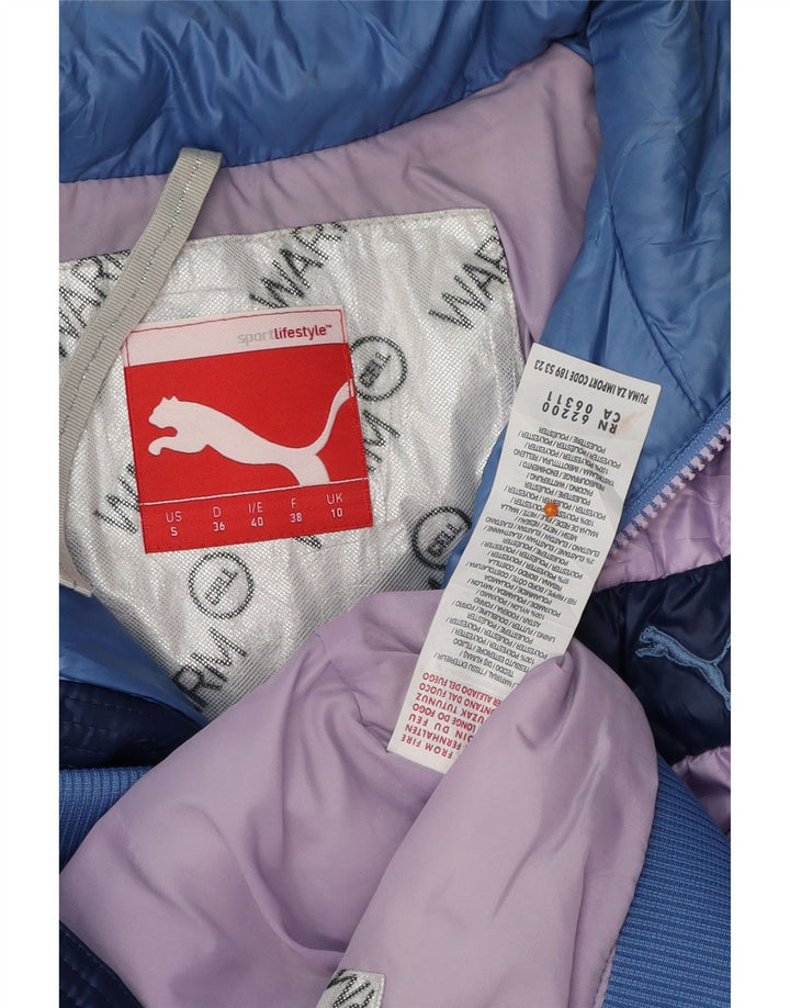 Jaqueta acolchoada feminina PUMA UK 10 poliéster colorblock azul pequeno