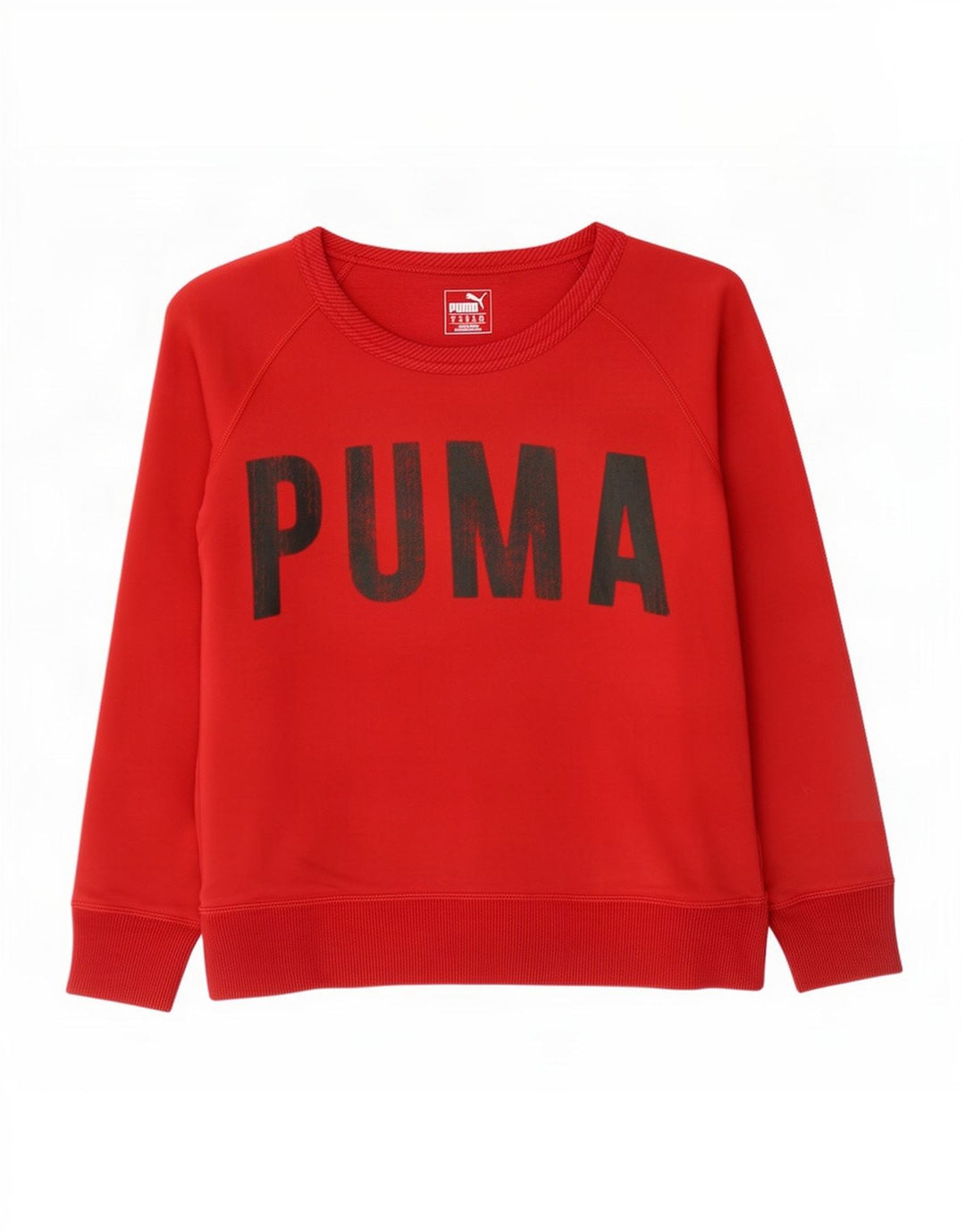 Puma feminino gráfico moletom jumper UK 10 pequeno algodão vermelho