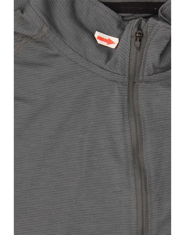 Under Armour Masculino Heat Gear Zip Neck Top Manga Longa Pequena Cinza Poliéster