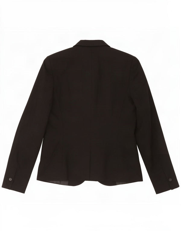 Jaqueta blazer feminina Zara com 1 botão EU 38 poliéster preto pequeno