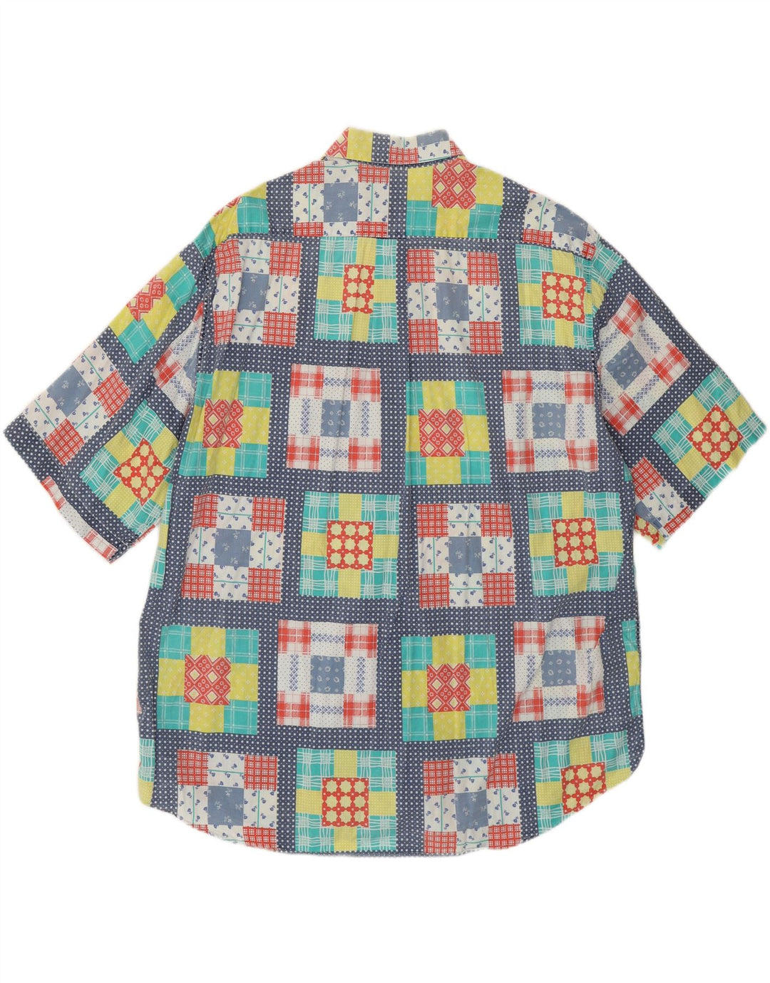 Camisa masculina VINTAGE manga curta XL patchwork multicolorido algodão