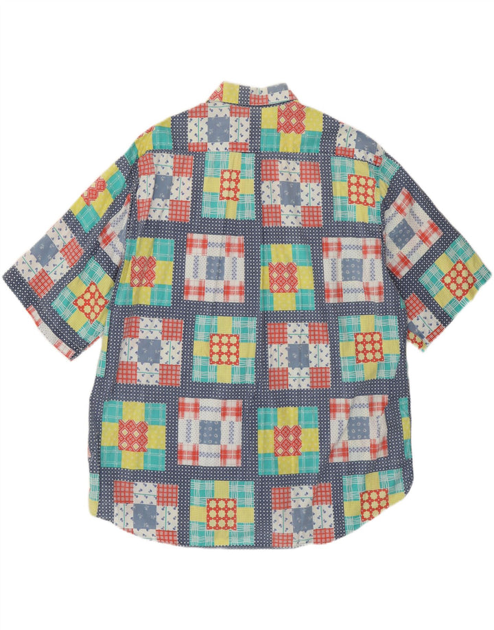 Camisa masculina VINTAGE manga curta XL patchwork multicolorido algodão