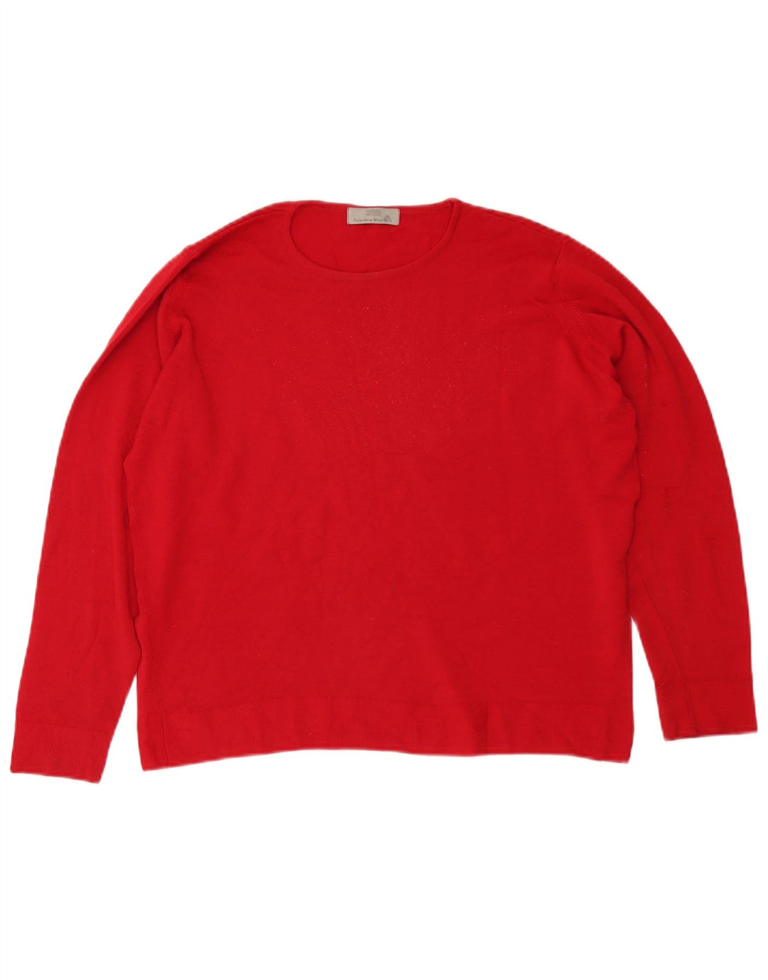 Suéter feminino Marks & Spencer com gola canoa Reino Unido 16 grande lã vermelha