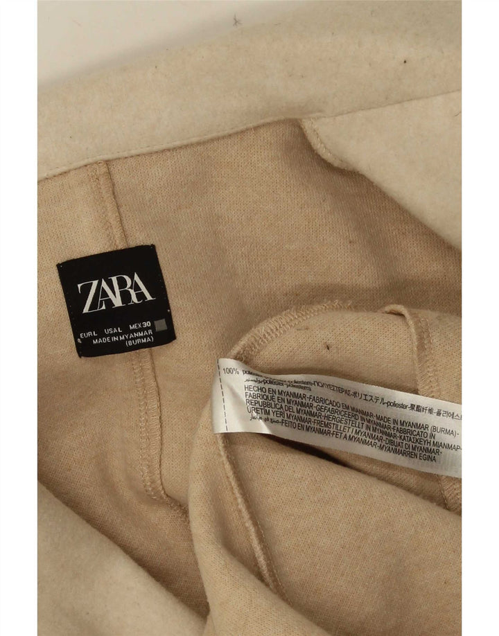 Sobretudo aberto feminino Zara UK 16 grande poliéster bege