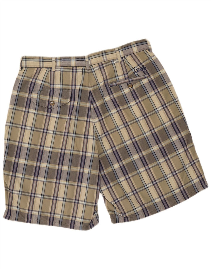 IZOD Mens Chino Shorts W34 Grande Cáqui Xadrez Algodão