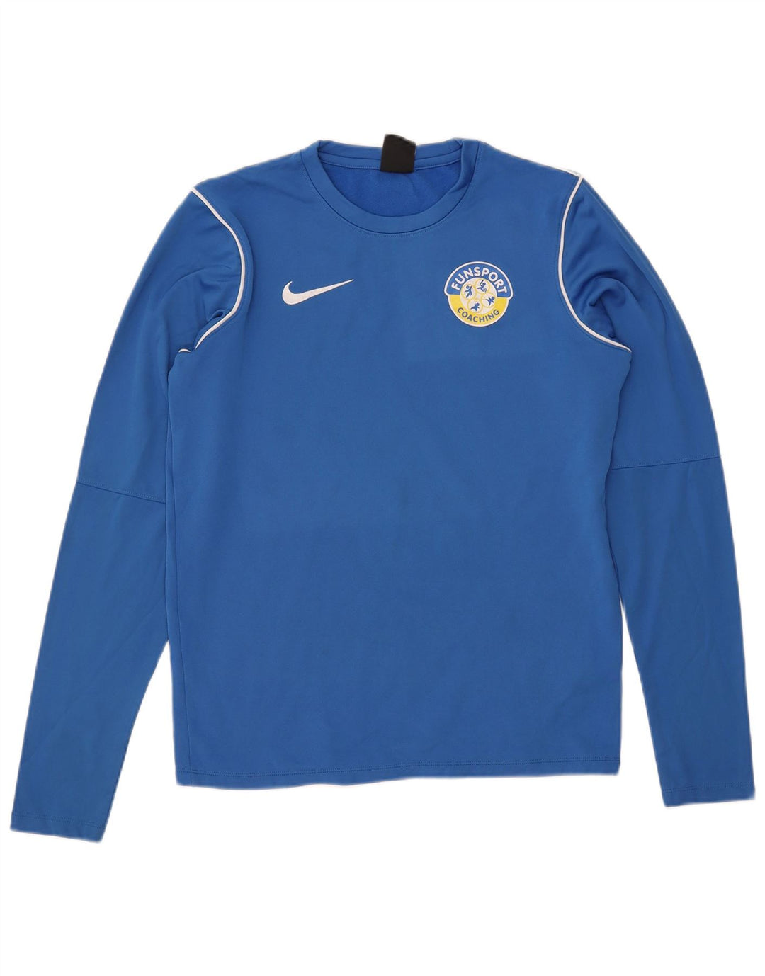 NIKE Masculino Dri Fit Top Manga Longa Pequeno Azul Poliéster