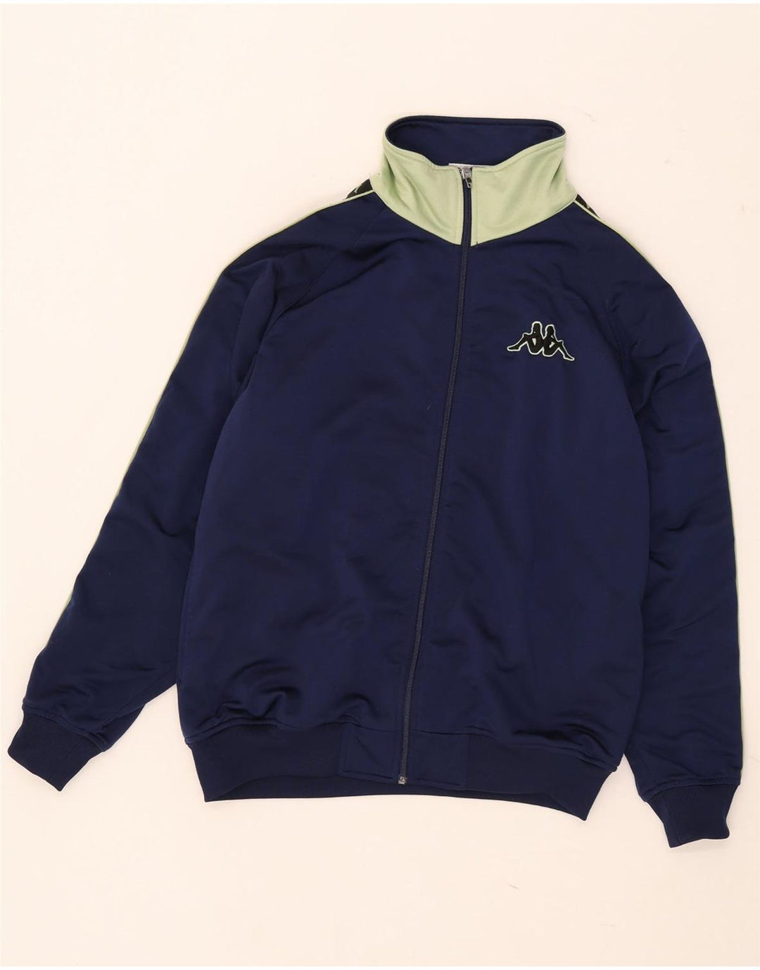 Jaqueta Kappa masculina com agasalho gráfico pequeno bloco colorido azul marinho