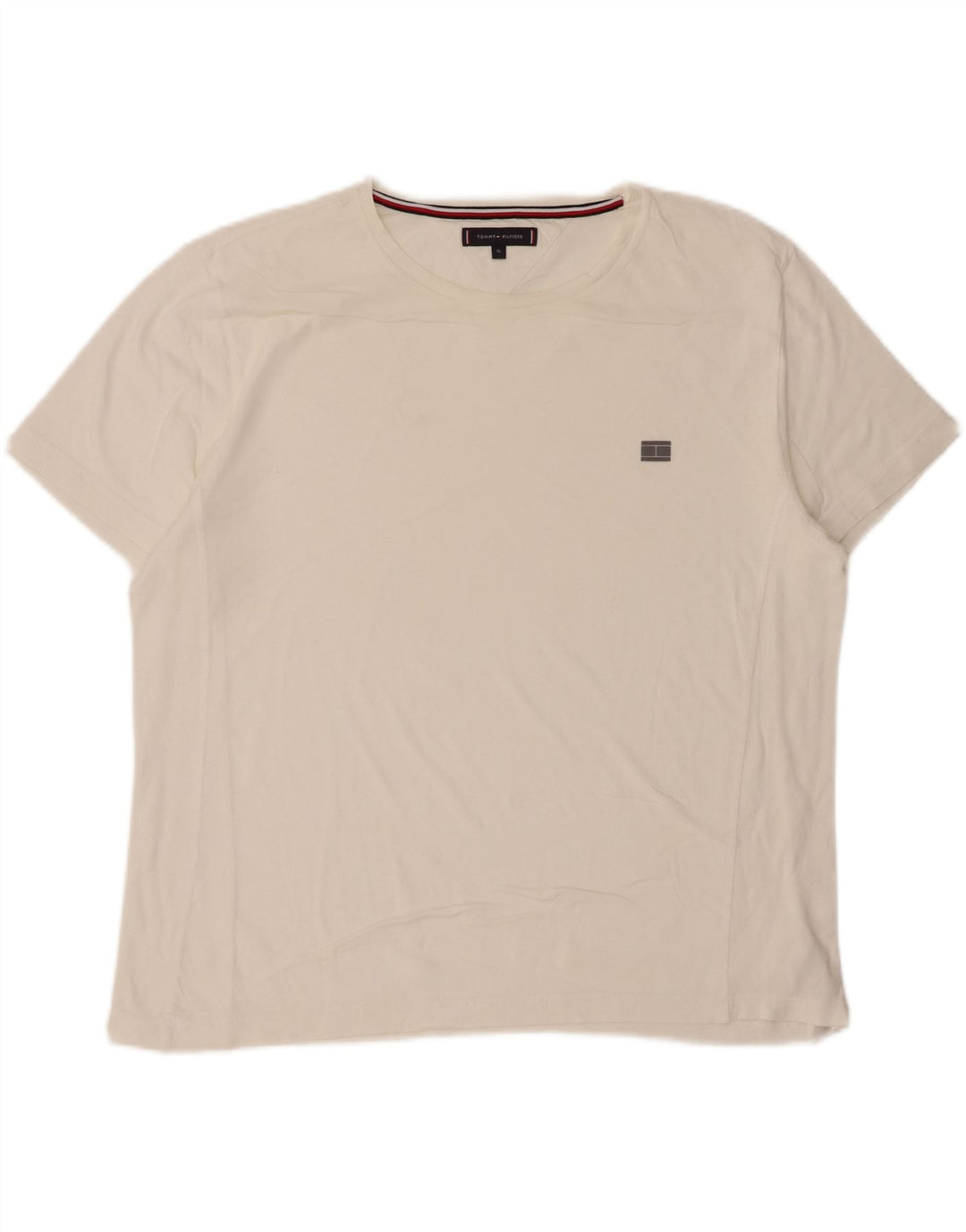 TOMMY HILFIGER Mens T-Shirt Top XL White Cotton Vintage Tommy Hilfiger and Second-Hand Tommy Hilfiger from Messina Hembry 
