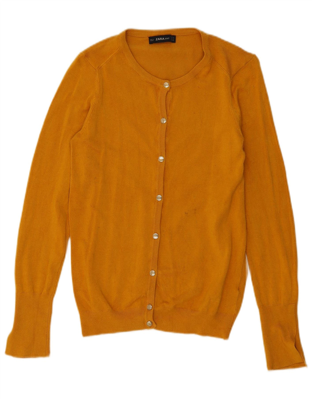 Suéter cardigã feminino Zara Reino Unido 12 viscose amarela média
