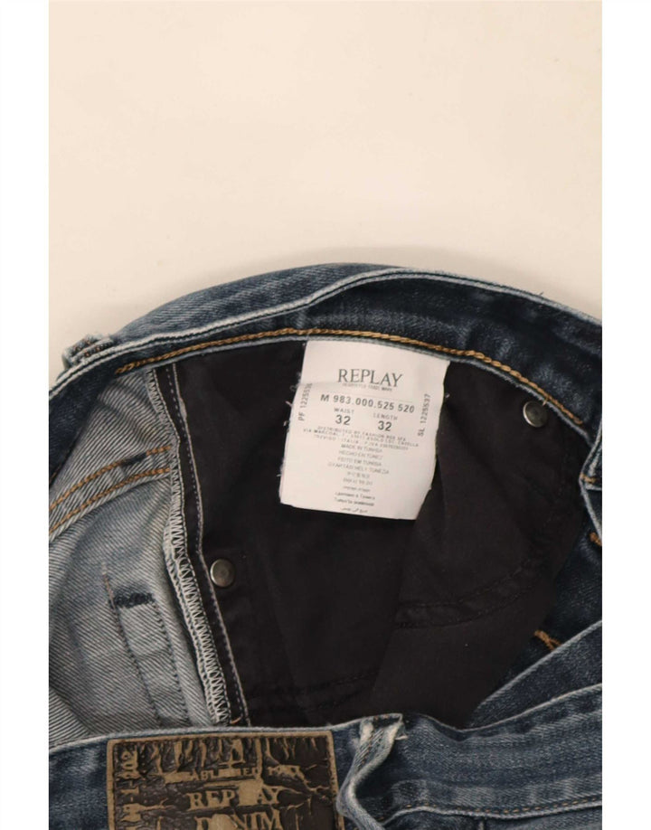Replay Jeans Slim Masculino W32 L32 Azul Algodão