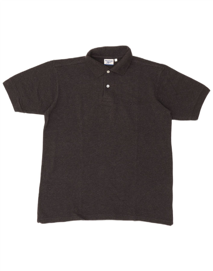 REEBOK Mens Polo Shirt Large Grey Cotton