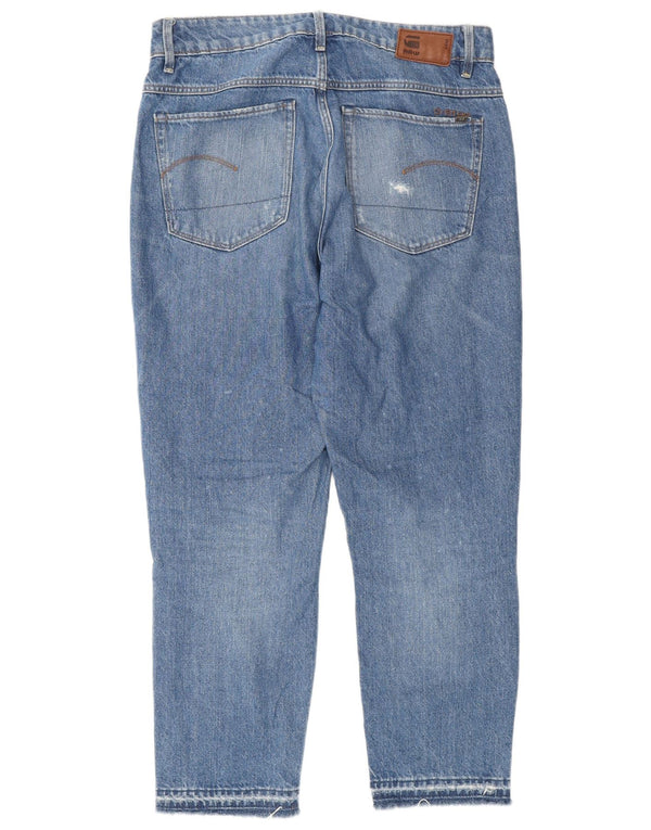 G-Star feminino 3301 jeans retos de cintura alta desgastados W29 L26 algodão azul
