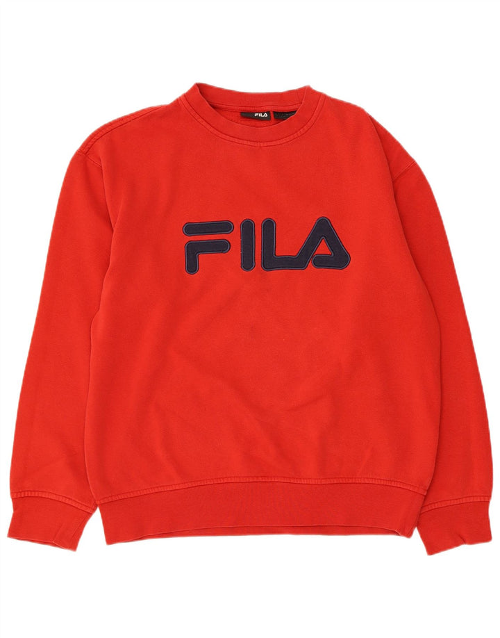 Fila Mens Graphic Moletom Jumper Pequeno Algodão Vermelho